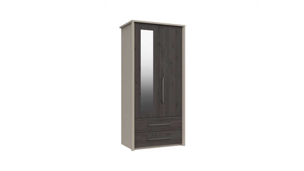 2 Door 2 Drawer Combi Mirrored Wardrobe in Anthracite Larch - Our Price £529